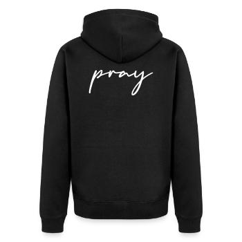 PRIEZ À LA MAIN - Veste à capuche bio Premium Unisexe - noir - Dos - Nico (187cm)