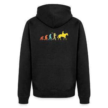 Vintage Evolution Pferd Reiter Geschenk - Unisex Premium Bio Zip Hoodie - Schwarz - Hinten - Nico (187cm)