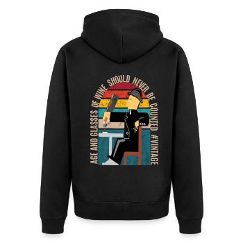 Age and glasses of wine should never be counted - Unisex Premium Bio Zip Hoodie - Schwarz - Hinten - Nico (187cm)