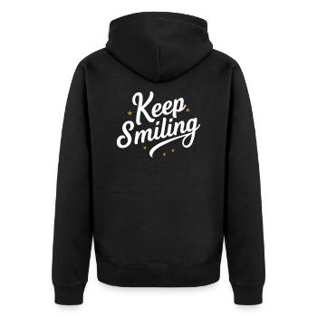 Keep smiling - Veste à capuche bio Premium Unisexe - noir - Dos - Nico (187cm)