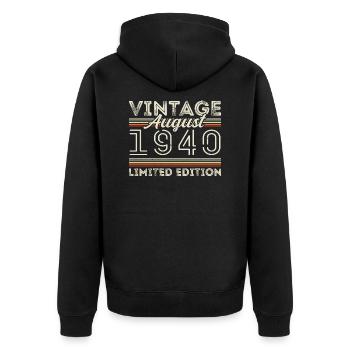 August 1940 Legend since August 1940 Vintage 1940 - Unisex Premium Organic Zip Hoodie - black - Back - Nico (187cm)