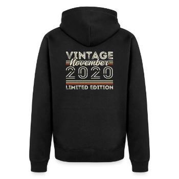 November 2020 Birthday Vintage November 2020 - Unisex Premium Organic Zip Hoodie - black - Back - Nico (187cm)