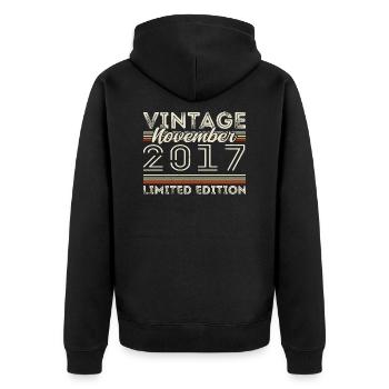 November 2017 Birthday Vintage November 2017 - Unisex Premium Organic Zip Hoodie - black - Back - Nico (187cm)