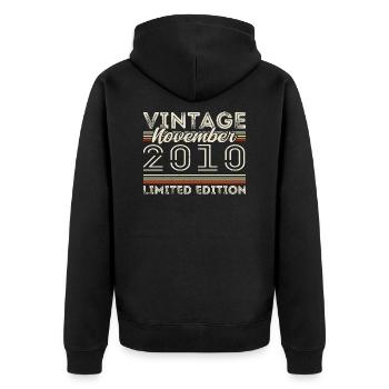 November 2010 Birthday Vintage November 2010 - Unisex Premium Organic Zip Hoodie - black - Back - Nico (187cm)