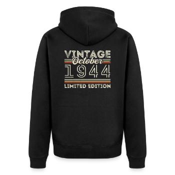 Oktober 1944 Geburtstag October 1944 Birthday Gift - Unisex Premium Organic Zip Hoodie - black - Back - Nico (187cm)