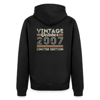 Oktober 2007 Geburtstag October 2007 Birthday Gift - Unisex Premium Organic Zip Hoodie - black - Back - Nico (187cm)