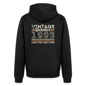 Oktober 1998 Geburtstag October 1998 Birthday Gift - Unisex Premium Organic Zip Hoodie - black - Back - Nico (187cm)