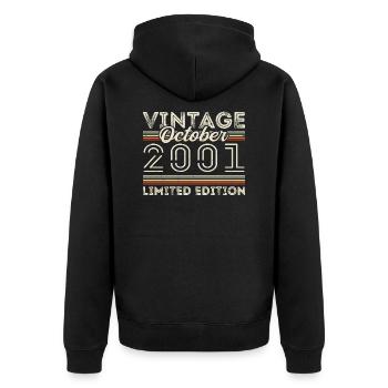 Oktober 2001 Geburtstag October 2001 Birthday Gift - Unisex Premium Organic Zip Hoodie - black - Back - Nico (187cm)