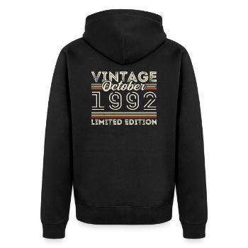Oktober 1992 Geburtstag October 1992 Birthday Gift - Unisex Premium Organic Zip Hoodie - black - Back - Nico (187cm)