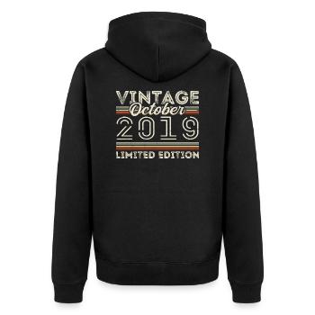 Oktober 2019 Geburtstag October 2019 Birthday Gift - Unisex Premium Bio Zip Hoodie - Schwarz - Hinten - Nico (187cm)