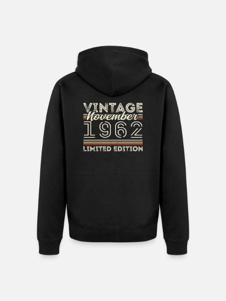 Born November 1962 Birthday November 1962 - Unisex Premium Organic Zip Hoodie - black
