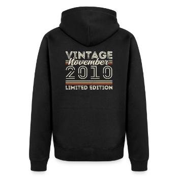 Vintage November 2010 Birthday November 2010 - Unisex Premium Organic Zip Hoodie - black - Back - Nico (187cm)