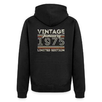 Janvier 1975 Né en 1975 - Date de naissance Janvier 1975 - Veste à capuche bio Premium Unisexe - noir - Dos - Nico (187cm)