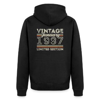 Janvier 1987 Né en 1987 - Date de naissance Janvier 1987 - Veste à capuche bio Premium Unisexe - noir - Dos - Nico (187cm)
