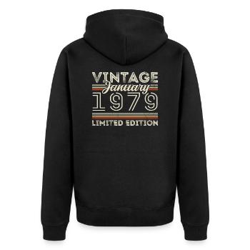 January 1979 Born in 1979 - Birthday January 1979 - Unisex Premium Organic Zip Hoodie - black - Back - Nico (187cm)