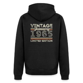 Janvier 1965 Né en 1965 - Anniversaire Janvier 1965 - Veste à capuche bio Premium Unisexe - noir - Dos - Nico (187cm)