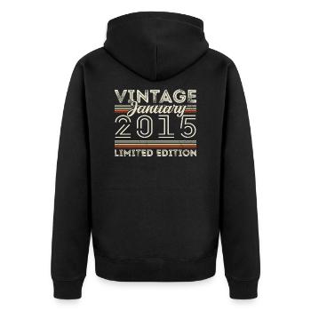 January 2015 Vintage 2015 - Birthday January 2015 - Unisex Premium Organic Zip Hoodie - black - Back - Nico (187cm)