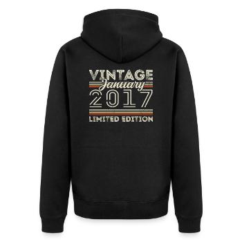 January 2017 Vintage 2017 - Birthday January 2017 - Unisex Premium Organic Zip Hoodie - black - Back - Nico (187cm)