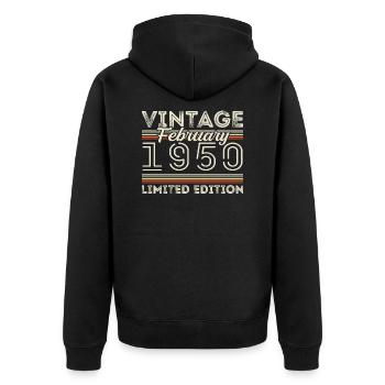 Cadeau d’anniversaire de février 1950 - Février 1950 - Veste à capuche bio Premium Unisexe - noir - Dos - Nico (187cm)