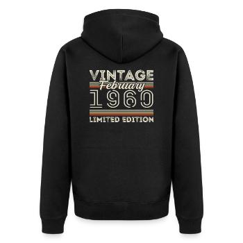 Cadeau d’anniversaire de février 1960 - Février 1960 - Veste à capuche bio Premium Unisexe - noir - Dos - Nico (187cm)