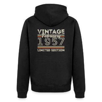 Février 1957 Cadeau d’anniversaire - Février 1957 - Veste à capuche bio Premium Unisexe - noir - Dos - Nico (187cm)