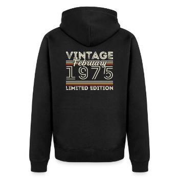 February 1975 Anniversary Gift - February 1975 - Unisex Premium Organic Zip Hoodie - black - Back - Nico (187cm)