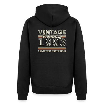 Février 1993 Cadeau d’anniversaire - Février 1993 - Veste à capuche bio Premium Unisexe - noir - Dos - Nico (187cm)