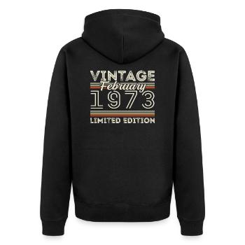 February 1973 Anniversary Gift - February 1973 - Unisex Premium Organic Zip Hoodie - black - Back - Nico (187cm)