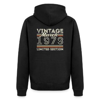 March 1978 Vintage 1978 Birthday Gift March - Unisex Premium Organic Zip Hoodie - black - Back - Nico (187cm)
