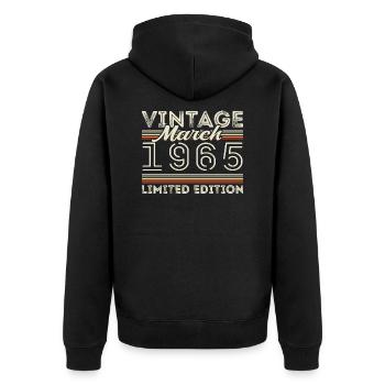 Mars 1965 Vintage 1965 Cadeau d’anniversaire Mars - Veste à capuche bio Premium Unisexe - noir - Dos - Nico (187cm)