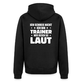 I don't scream – I'm a trainer Fun Sports - Unisex Premium Organic Zip Hoodie - black - Back - Nico (187cm)