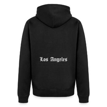 Los Angeles - metropolis lettering gift - Unisex Premium Organic Zip Hoodie - black - Back - Nico (187cm)