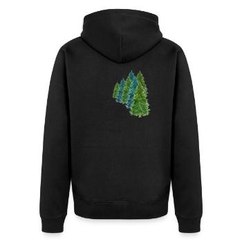 Tannenbaum Wald - Unisex Premium Bio Zip Hoodie - Schwarz - Hinten - Nico (187cm)