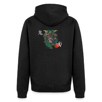 Démon kabuto blanc - Veste à capuche bio Premium Unisexe - noir - Dos - Nico (187cm)