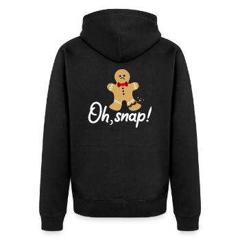 Oh Snap Lebkuchen - Unisex Premium Bio Zip Hoodie - Schwarz - Hinten - Nico (187cm)