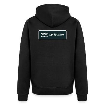 Panneau Le Taurion - Veste à capuche bio Premium Unisexe - noir - Dos - Nico (187cm)