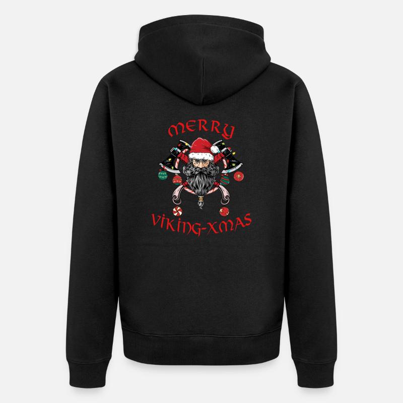 Santa Viking Christmas Vikings - Veste à capuche bio Premium Unisexe - noir