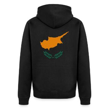 Zypern Stil Design T-Shirt - Unisex Premium Bio Zip Hoodie - Schwarz - Hinten - Nico (187cm)