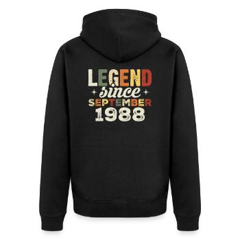 Legendary since September 1988 Birthday September - Unisex Premium Organic Zip Hoodie - black - Back - Nico (187cm)