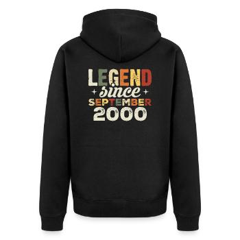 Legendary since September 2000 Birthday September - Unisex Premium Organic Zip Hoodie - black - Back - Nico (187cm)