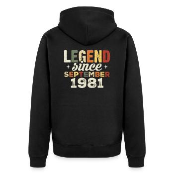 Légendaire depuis septembre 1981 anniversaire septembre - Veste à capuche bio Premium Unisexe - noir - Dos - Nico (187cm)