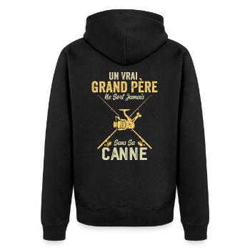 Ein echter Fischer-Großvater - Unisex Premium Bio Zip Hoodie - Schwarz - Hinten - Nico (187cm)