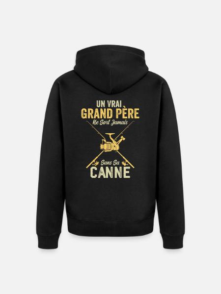 Ein echter Fischer-Großvater - Unisex Premium Bio Zip Hoodie - Schwarz