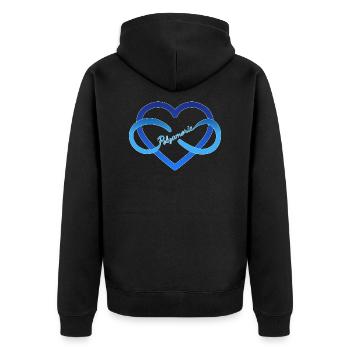 Polyherz Polyamorie - Unisex Premium Bio Zip Hoodie - Schwarz - Hinten - Nico (187cm)