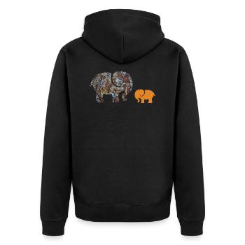 elephant e 85 - Unisex Premium Organic Zip Hoodie - black - Back - Nico (187cm)