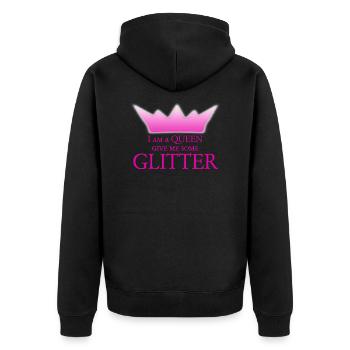 Glitter Queen - Unisex Premium Bio Zip Hoodie - Schwarz - Hinten - Nico (187cm)