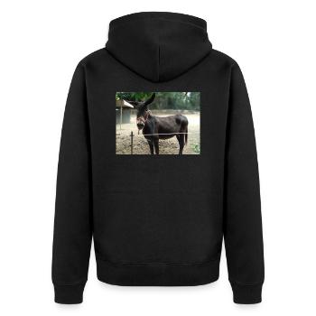 Esel - Unisex Premium Bio Zip Hoodie - Schwarz - Hinten - Nico (187cm)