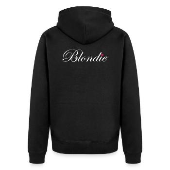 Blondie Brownie - Unisex Premium Bio Zip Hoodie - Schwarz - Hinten - Nico (187cm)