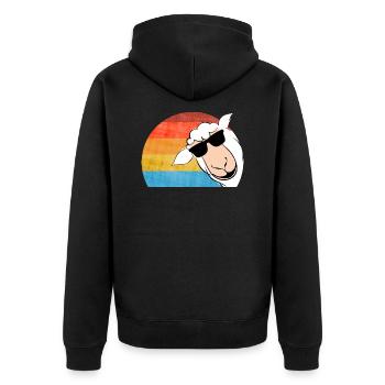 Schaf mit Sonnenbrille - Unisex Premium Bio Zip Hoodie - Schwarz - Hinten - Nico (187cm)