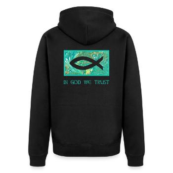 fisch ichthys e 71 - Veste à capuche bio Premium Unisexe - noir - Dos - Nico (187cm)